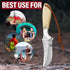 Handmade Cowboy Skinning Hunting Knife with Leather Sheath - Outdoor Camping Hiking Rasp Knife - Stainless Fixed Blade