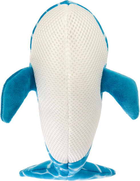 Strong 'N Silent Silent Swimmer Soft Plush Orca Chew Guard Dog Toy - Blue, Large