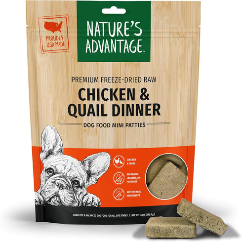 Nature's Advantage Freeze-Dried Raw Chicken & Quail Dinner Dog Food Mini Patties,