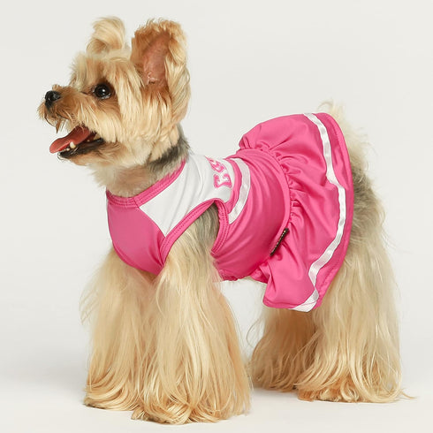 Fitwarm Cheerleader Dog Costume - Sporty Cheer Dog Dress for Small Dogs, Pet Clothes, Cat Outfits, Pink White, Large