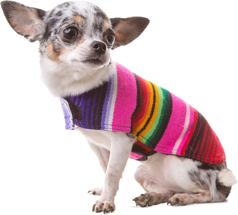Handmade Dog Poncho for Chihuahua - Cinco De Mayo Costume from Authentic Mexican Blanket (Pink, XXS)