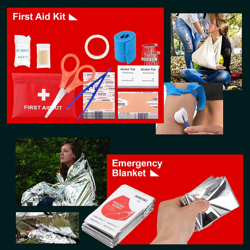 Pixato 116-in-1, Survival Kits, Survival Gear and Equipment Emergency Kit with First Aid Kit, Tactical Pen, Fishing