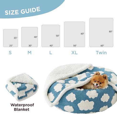 Lesure Waterproof Dog Blanket for Large Dogs - Washable Double Sided Blanket with Warm Jacquard Shag, Blue