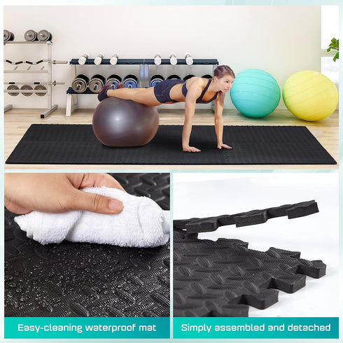 Yes4All Puzzle/Interlocking Exercise Mat Tiles, 12, 16, 36 SQ. FT EVA Foam Floor Padding for Home Gym