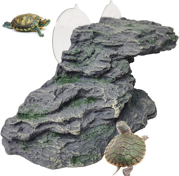 kathson Turtle Basking Platform, Baby Tortoise Climbing Ramp for Reptiles, Dock Resting Terrace Stone (Medium Size: