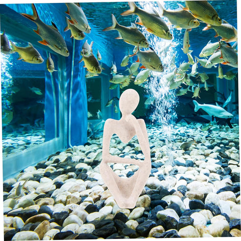 Aquarium Decorations Shelf Decor - Elegant Thinker Statue Abstract Figure for Fish Tank Set