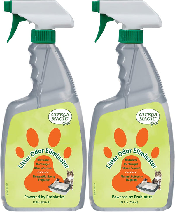 Citrus Magic Pet Probiotic Litter Odor Eliminator, Pack of 2, 22-Fluid Ounce, Outdoor Fresh