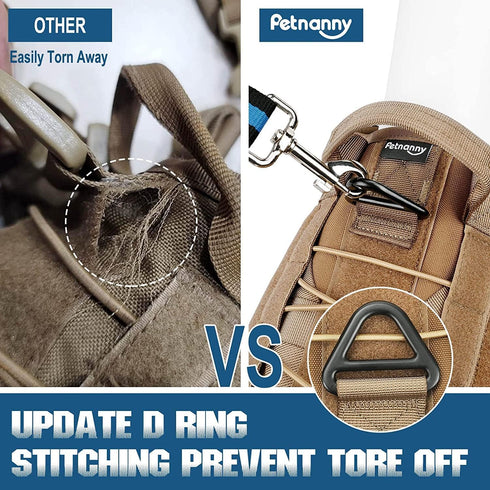 PETNANNY Tactical Dog Harness, Service Dog Emotional Support Vest for Medium Large Dogs, No Pull Molle Training Vest,