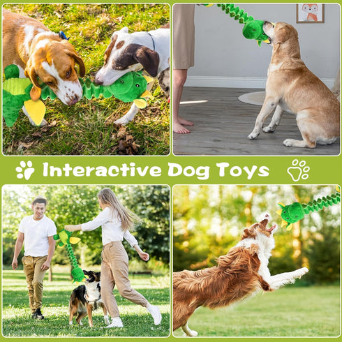 Large Squeaky Dog Toys, Tug-of-War Plush Animal Toys with Crinkle Paper for Small, Medium, Large Dogs
