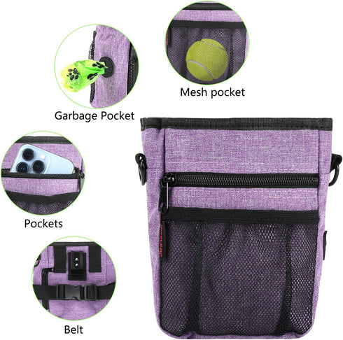 Dog Treat Pouches for Pet Training, Magnetic Closure Treat Pouches with Built-In Poop Bag Dispenser, Large Dog Training