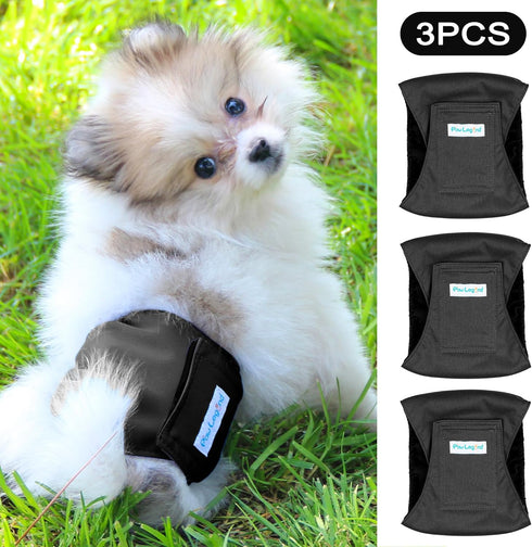 Paw Legend Washable Dog Belly Band Wrap Diapers for Male Dog (3 Pack, Medium, Black) - High Absorbing Puppy Diapers