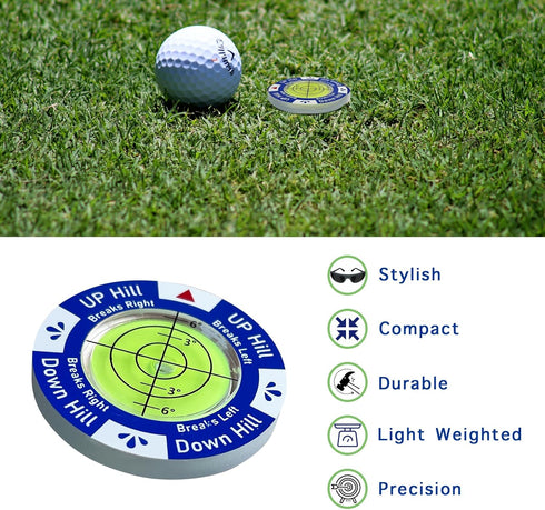 Golf Green Reader, Golf Ball Marker with Level for Putting Green Reading Aid, Improve Your Putting Game