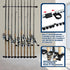 Rush Creek Creations Fishing Rod Holder for 10 Rods - Vertical/Horizontal Rack for Garage Organization
