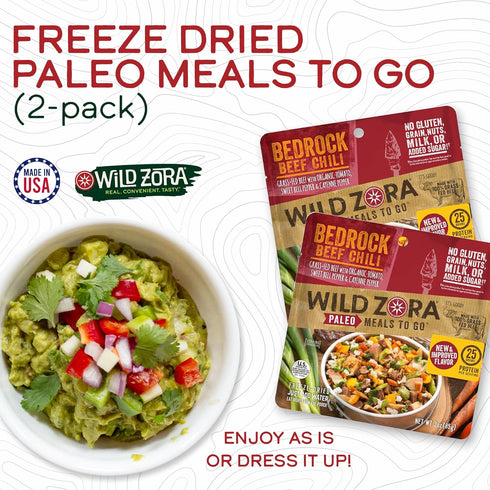 Backpacking Meals/Backpacking 2-pack) Wild Zora Paleo Freeze Dried Meals for & Camping - Healthy Gluten Free & Grain