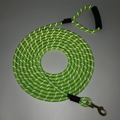 Reflective Nylon Dog Rope Lead - Training Dog Leash with Soft Handle - 8-20 FT Long Green (Dia: 0.5" 8FT)