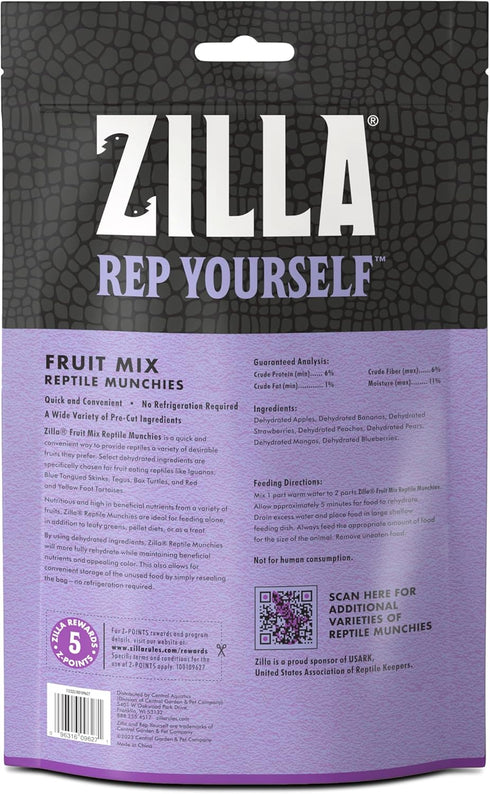 Zilla Reptile Food Munchies Fruit Mix, 2.5 Ounce, for Pet Iguanas, Skinks, Tegus, Box Turtles, Tortoises & Hermit Crabs