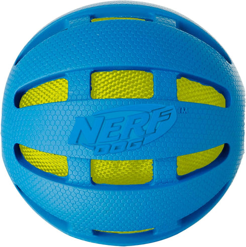 Nerf Dog 3.8in Rubber Checker Crunch Ball – Blue with Green Crunch Bag