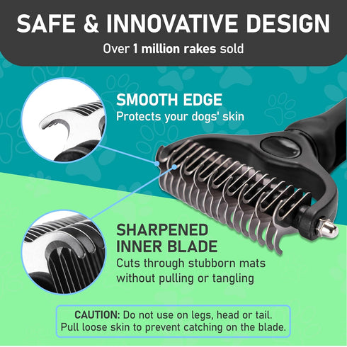 Maxpower Planet Hair Brush - Double Sided Dematting Undercoat Rake for Dogs and Cats, Extra Wide Grooming Brush, Reduce