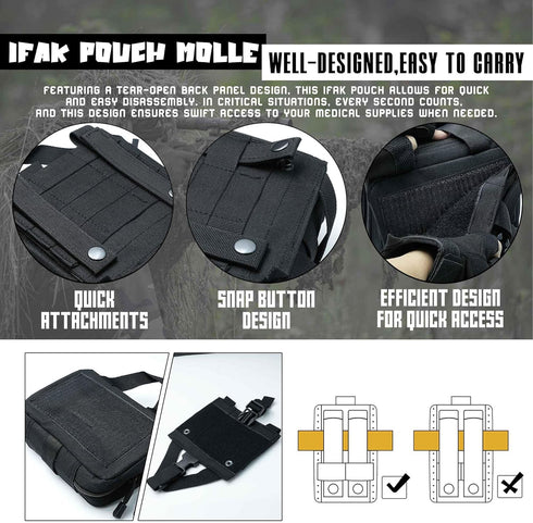 Upgrade Molle Rip Away Ifak Pouch, Tactical Small Belt First Aid Medical Utility EMT Pouch
