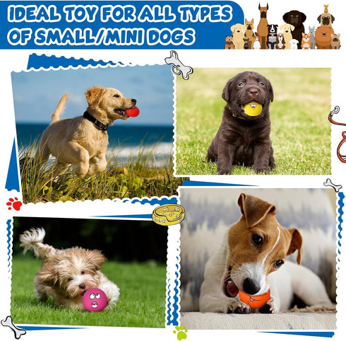 Jenaai 24 Pieces Funny Face Squeaky Dog Toys, Latex Soft Emoticon Balls for Small Medium Dogs