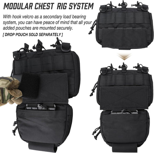 WYNEX Tactical Mag Admin Pouch, Molle Utility Tool Organizer with Triple Stacker Magazine Holder for M4 M16, Patch