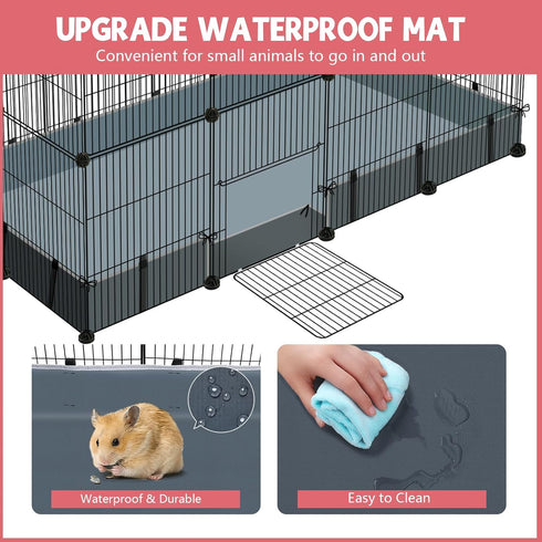 32 Playpen,47.5" 23.7" 31.5" Panels Small Animal x x Pet Playpen with Upgrade Waterproof Mat,C&C Cage for Guinea Pigs