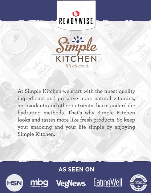 28 READYWISE - Simple Kitchen Freeze Dried Whole Blueberries, Servings, Vegan, Gluten Free, Fruit Snacks, Emergency