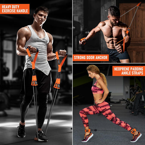 WALITO Resistance Bands Set, Exercise Bands with Handles, Door Anchor, and Ankle Straps for Home Workouts
