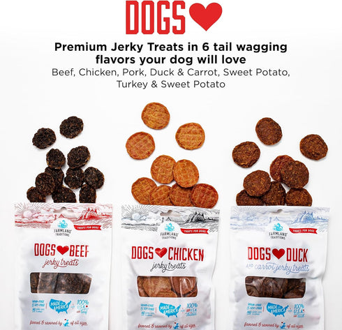Farmland 2 (Pack 1) Traditions Dogs Love Beef Jerky Dog Treats, All Natural, Grain-Free, High Protein Training Treats