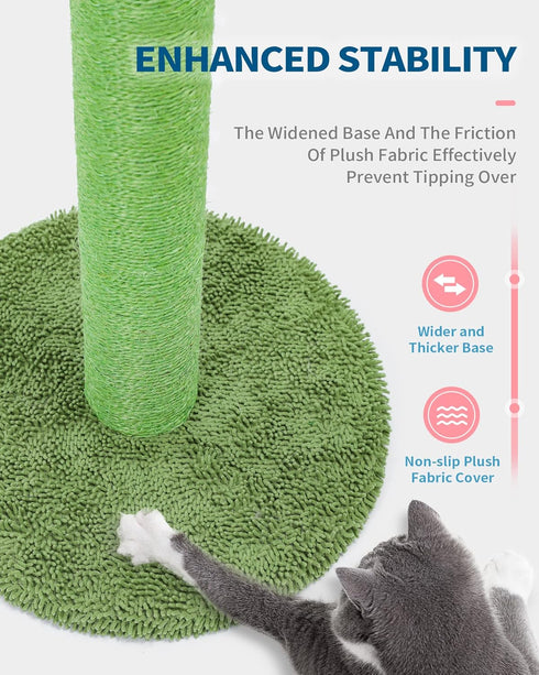 Made4Pets Cat Scratching Post, 21.7" Cactus Cat Scratcher with Natural Sisal Rope for Indoor Cats, Dangling Balls