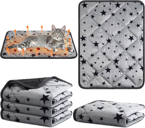 Namalu 4 Pack Self Warming Cat Bed 18 x 24 Inch, Soft Thermal Pet Bed Mat with Star Pattern, Washable