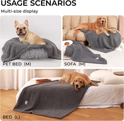 Luciphia Premium Fleece Dog Puppy Blanket, Soft Pet Sherpa Calming Cat Blanket Throw for Small Medium Dog Cat (Grey,