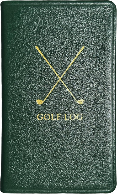 Golf Journal with Graphic Image On The Green, Score Log Book, Genuine Full Grain Leather (Green, Compact - 3" x 5")
