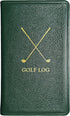 Golf Journal with Graphic Image On The Green, Score Log Book, Genuine Full Grain Leather (Green, Compact - 3" x 5")
