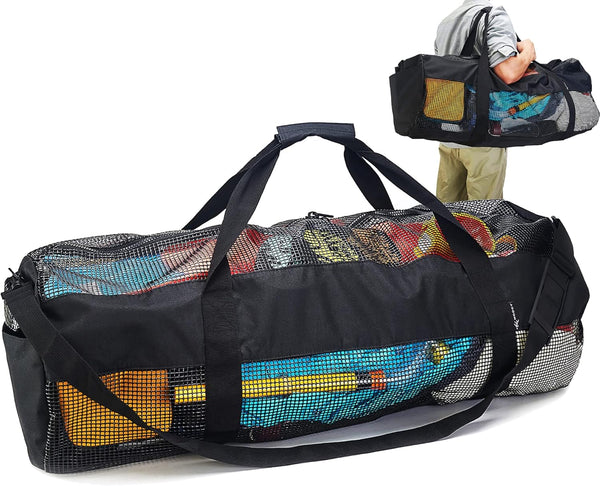 X-Large Mesh Dive Duffel Bag, Heavy Duty Scuba, Diving, Snorkeling | Gym, Workout, Wrestling Bag (Black)