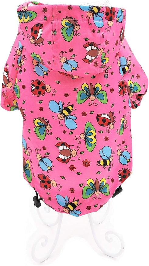 Small Pet Cat Dog Raincoat Hoodie Coat, Waterproof Rain Jacket Rainwear (XS: Length - 10", Pink)
