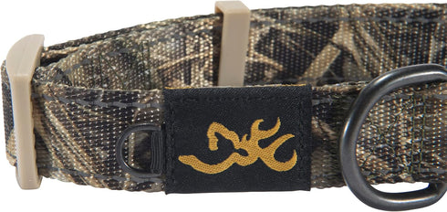 Browning Classic Preformance Webbing Pet Collar, Fully Adjustable, Available in Solid Colors and Camo Patterns, Realtree MAX-7, Large