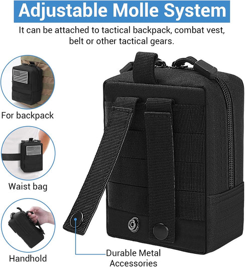 FUNANASUN 2 Pack Tactical Molle Pouches, Compact Water-Resistant EDC Pouch, Small Molle Bag