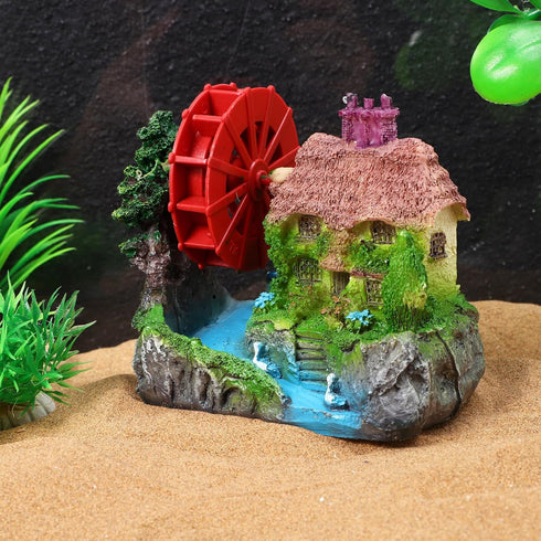 FRCOLOR Decor House Simulation Water Wheel, Miniature Aquarium Water Wheel Landscape Prop