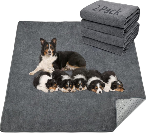 LOOBANI 2 Packs Extra Large Reusable Dog Mat for Floor, Non-Slip Washable