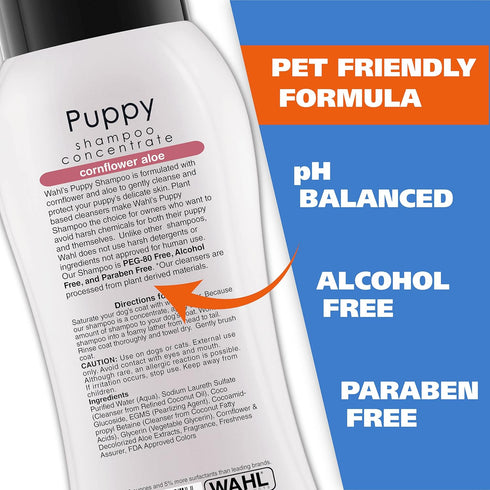 Wahl USA Gentle Puppy Shampoo, Cornflower & Aloe for Grooming Dirty Dogs - 24 Oz Model 820002A