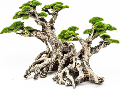Novelsite Fish Tank Decor - Bonsai Trees with Faux Moss, Aquarium Rocks Aquascaping, Sandstone Goldfish Betta Hides