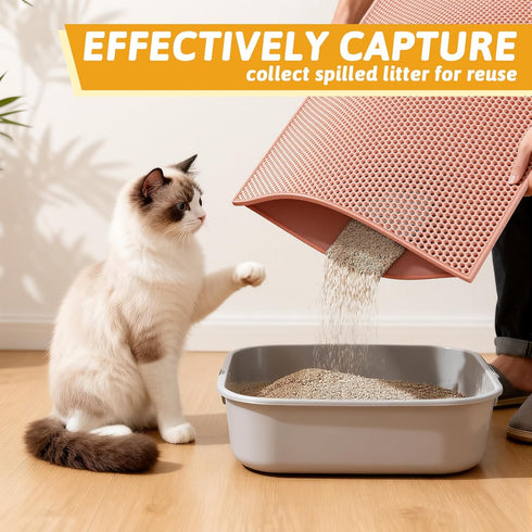 1 Pack 30x24 Inch (Pack 1)) Pieviev Cat Litter Mat Double Layer Waterproof Urine Proof Trapping Mat (Red
