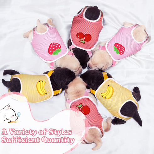 3 Nuanchu Pcs Female Dog Diaper Sanitary Panties with Adjustable Suspender, Washable Reusable Doggie Diapers for Small
