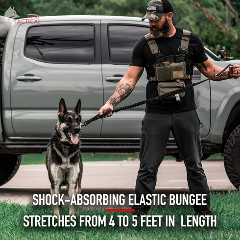 WOLF TACTICAL Bungee Dog Leash - No Pull Heavy Duty Leash for Large Dogs