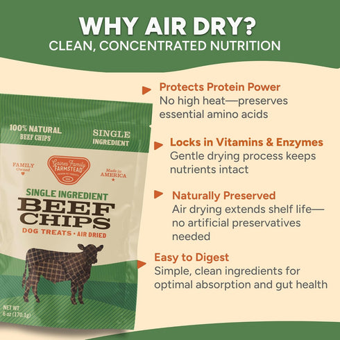 6 oz, Gaines Family Farmstead Beef Chips for Dogs Natural Single-Ingredient Dog Treats, High-Protein Rawhide-Free