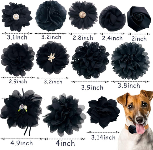 PET SHOW 12pcs Dog Collar Bows and Flowers Attachment for Girls Puppies Cats Female Small Medium Dogs Collars Embellishment Decor for Wedding Birthday Parties Grooming Pet Collar Accessories