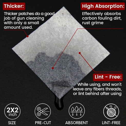 Gun Cleaning Supplies - Gun Cleaning Patches and Gun Cleaning Swabs, 6" Long Cotton Swabs, Lint Free Gun Cleaning Cloth Fit Most Caliber Firearms