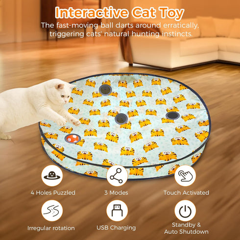 4 VIWIK Cat Toys for Bored Indoor Adult Cats, Interactive Automatic Motion Activated Kitten Ball Toy, Hide and Seek