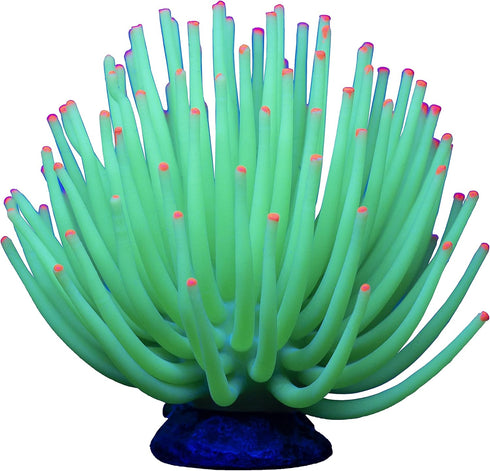 GloFish Anemone Ornament, Large Green Detailed Aquarium Ornament, Creates A Glowing Effect